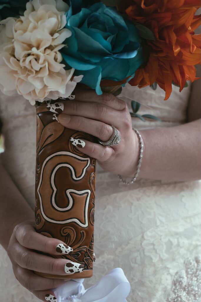 Custom Leather Wedding Bouquet Wrap