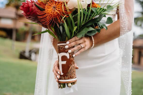 Custom Leather Wedding Bouquet Wrap