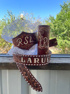 Wedding Package - Custom Leather Bouquet Wrap & Garter