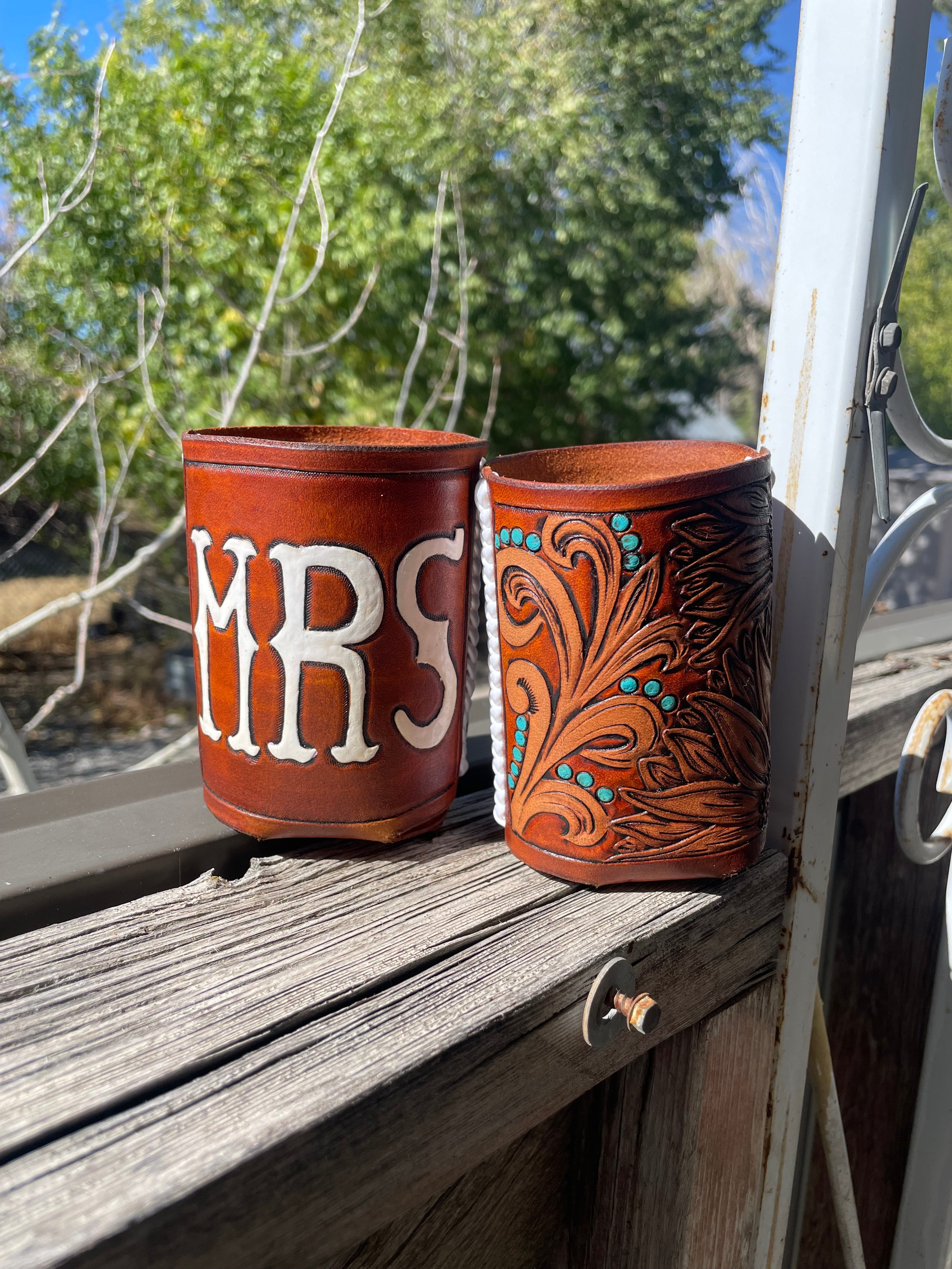Custom Leather Drink Koozie