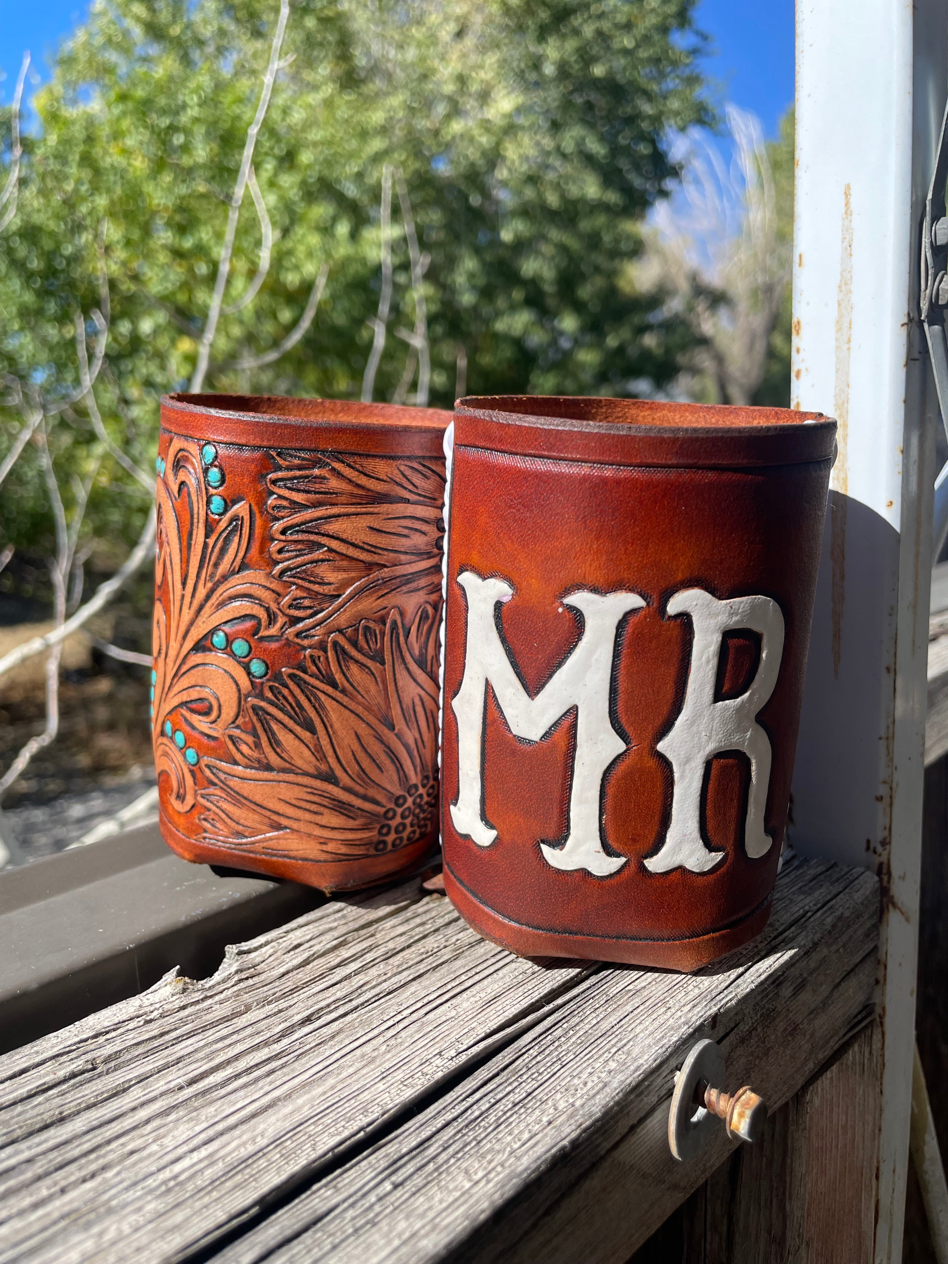 Custom Leather Drink Koozie