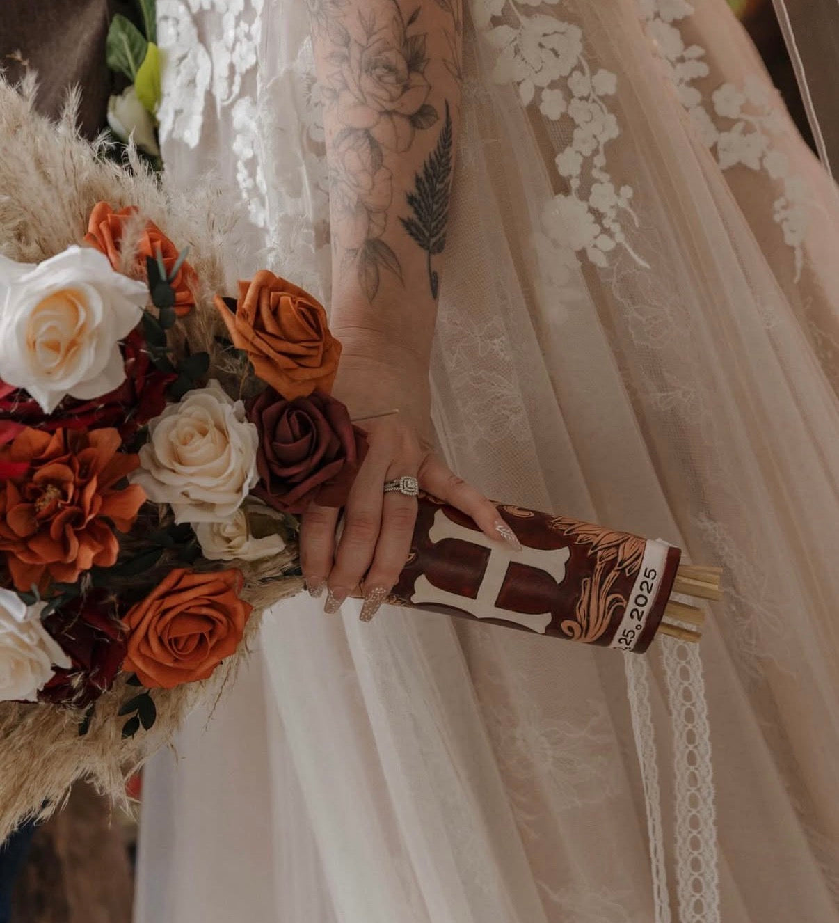 Custom Leather Wedding Bouquet Wrap