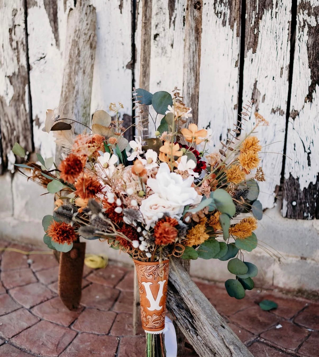 Custom Leather Wedding Bouquet Wrap