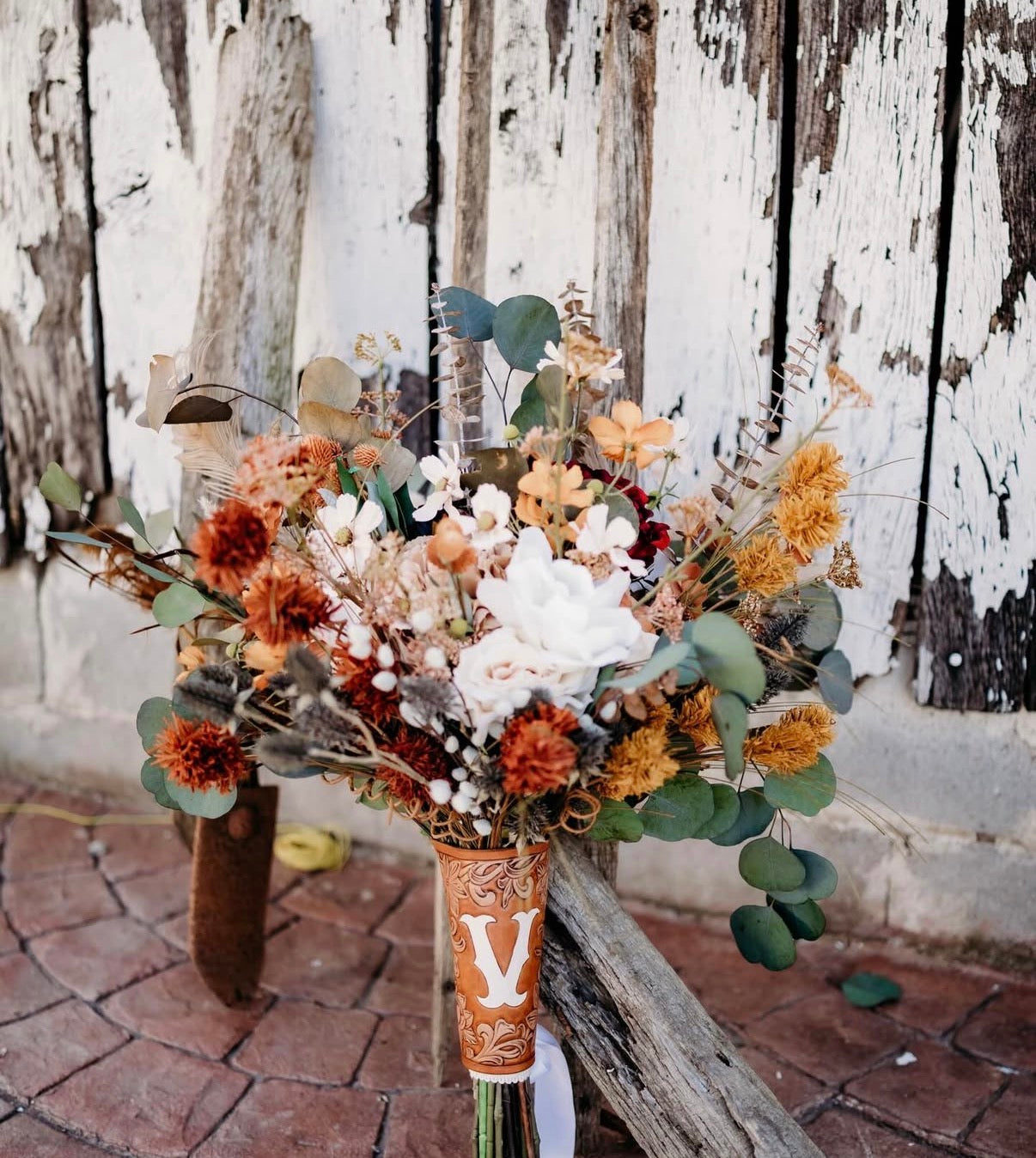 Custom Leather Wedding Bouquet Wrap